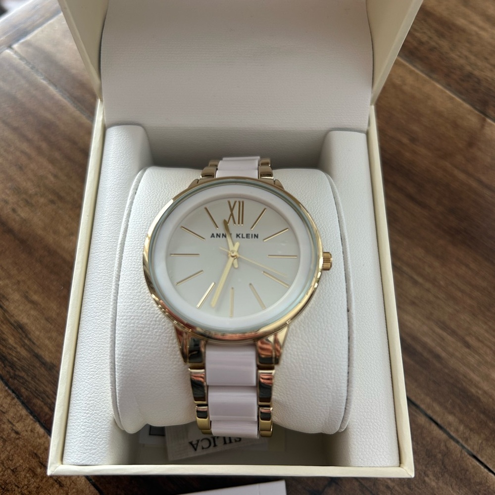 Anne Klein Gold and White Women's Watch-